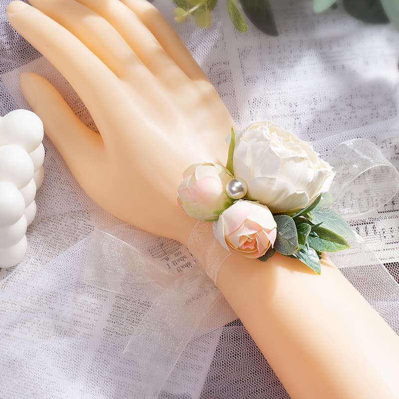 European Simple Wedding Small Fresh Wrist Corsage Bride Wrist Flower Western Bridesmaid Group Hand Flower Ring Wedding Hand Tie Flower