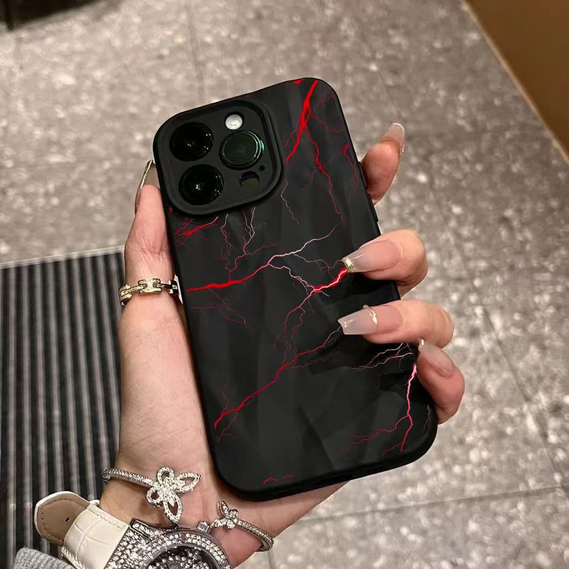 Red Lightning Compatible with Apple iPhone 17 Pro 16, Personalized Apple 15 14 Wrinkle 12 Silicone 13