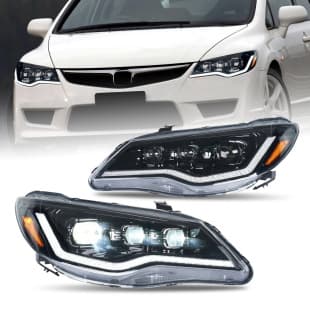 HCMOTIONZ LED Headlight Assembly for 8th Gen 2006-2011 Honda Civic FD2 FD3 Sedan