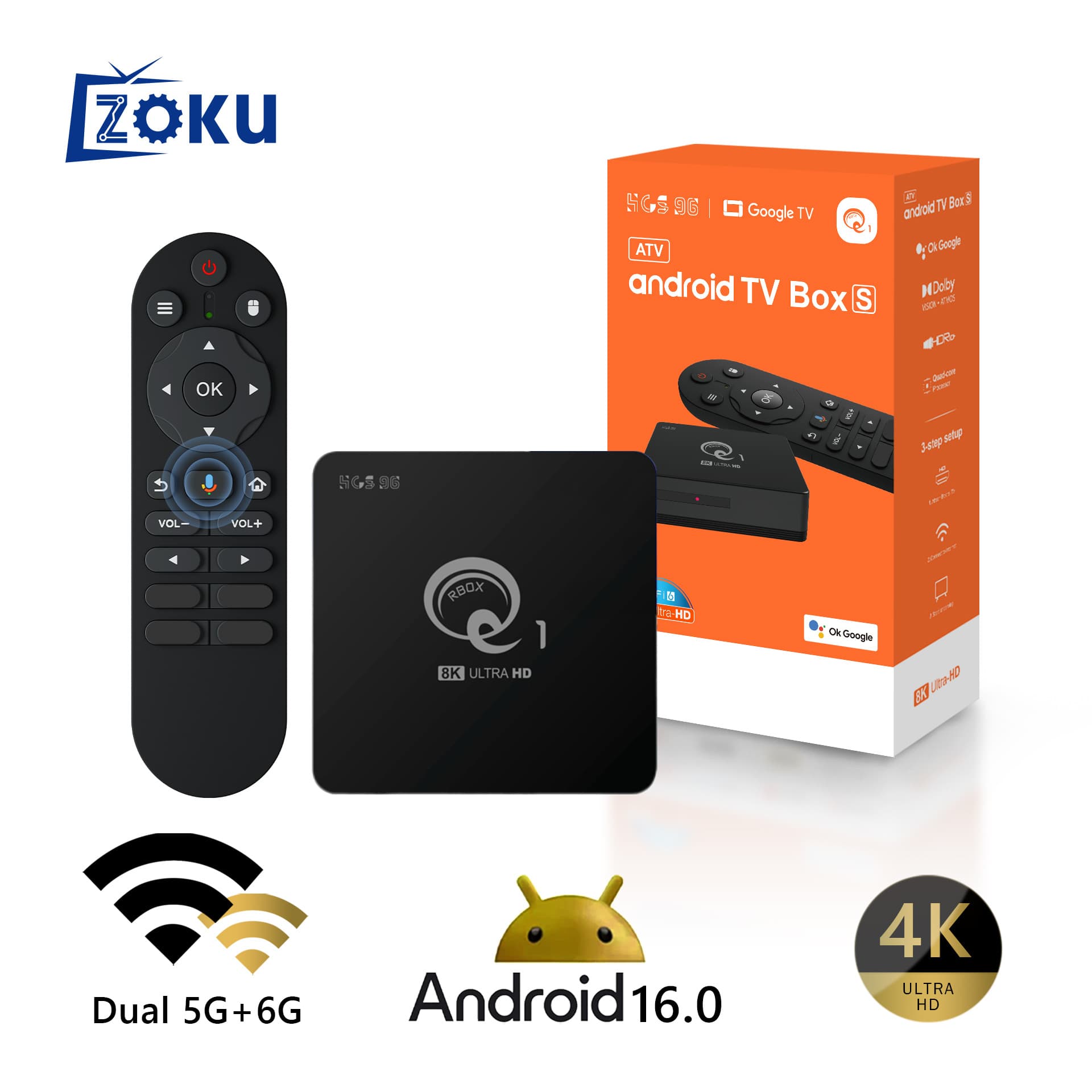 Cross-border Q1 Network TV Box H318 Dual-band Network TV Box Android OTT Bluetooth HD Player