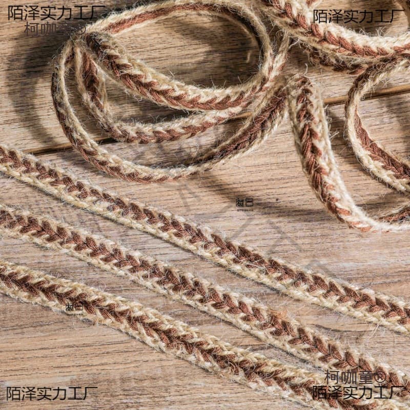 Small Braid Two-Tone Linen Woven Ribbon Retro Decorative Rope, Creative Upcycling Handmade DIY Bag and Clothing Accessories