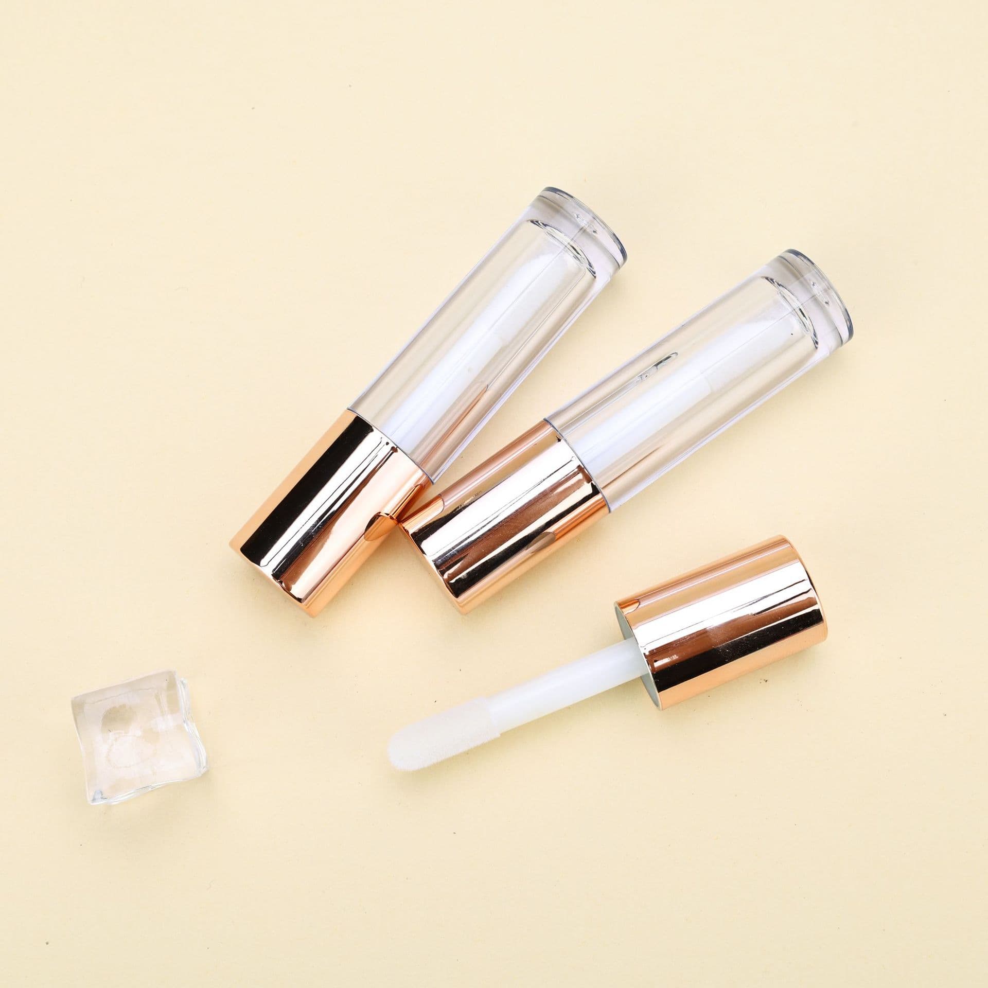 Ready stock special offer electroplated rose gold AS+PETG material lip glaze bottle empty, cosmetic packaging wholesale