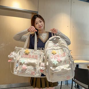 High-capacity stylish lightweight backpack for middle and high school girls, fashionable casual laptop backpack