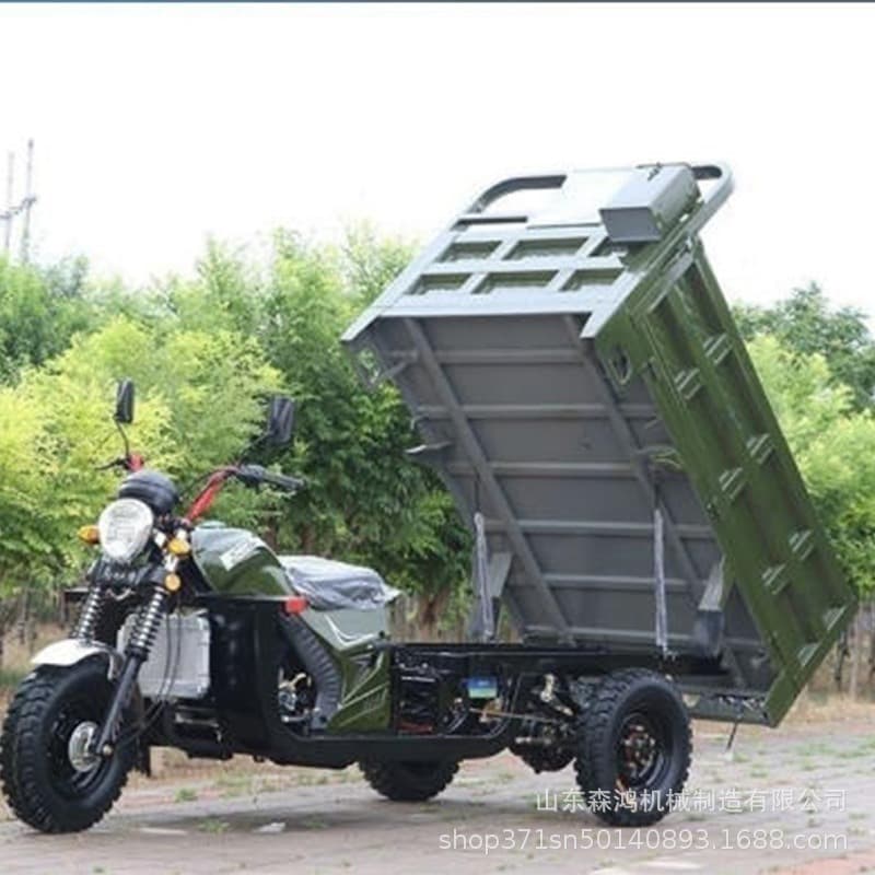 Powerful Fuel-Powered Three-Wheeled Motorcycle, Water-Cooled, Agricultural Cargo Carrier, Heavy-Duty Gasoline Tricycle for Cross-Border Use