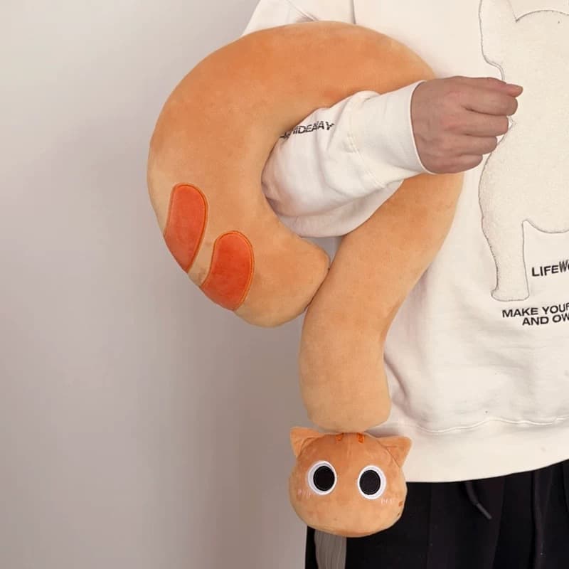 Question Mark Cat Plush Pillow U-Shaped Neck Pillow Office Nap Pillow Multifunctional Cervical Pillow Neck Support Pillow