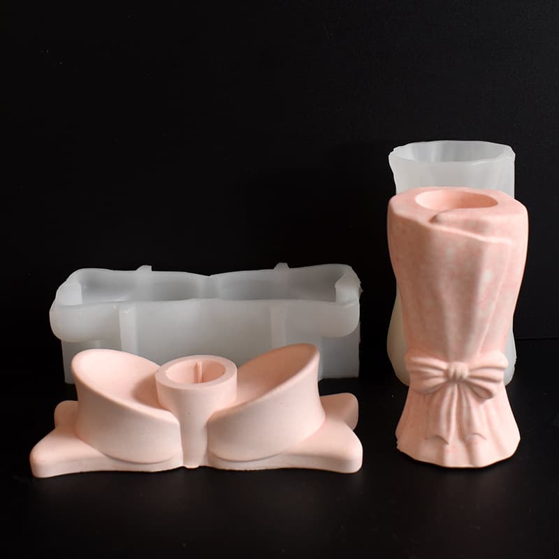 Bow Candle Holder Vase Mold DIY Ribbon Bow Vase Candle Holder Plaster Ornament DIY Silicone Mold