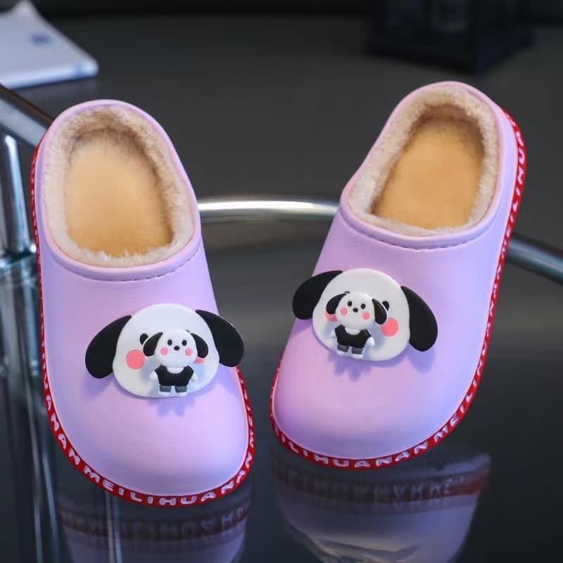 Popular Warm Children's Cotton Slippers, Rotatable Indoor Non-Slip Autumn and Winter Boys' Home Parent-Child Cotton Slippers for Women