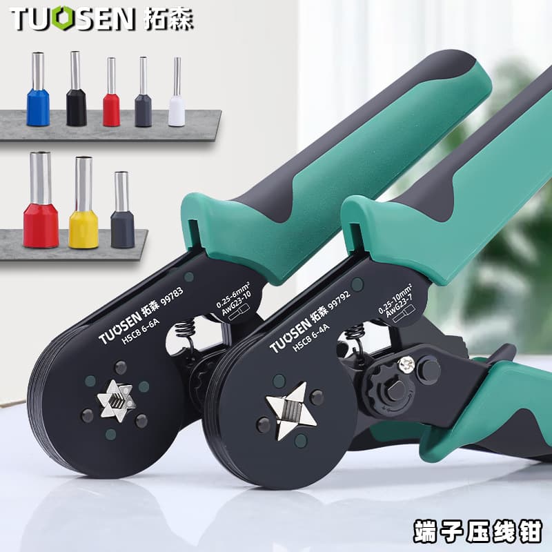 Tousen Adjustable Wire Pressing Pliers Tube Type Needle Type Terminal Cold Pressing Tool Self-adjusting Ratchet Wire Pliers