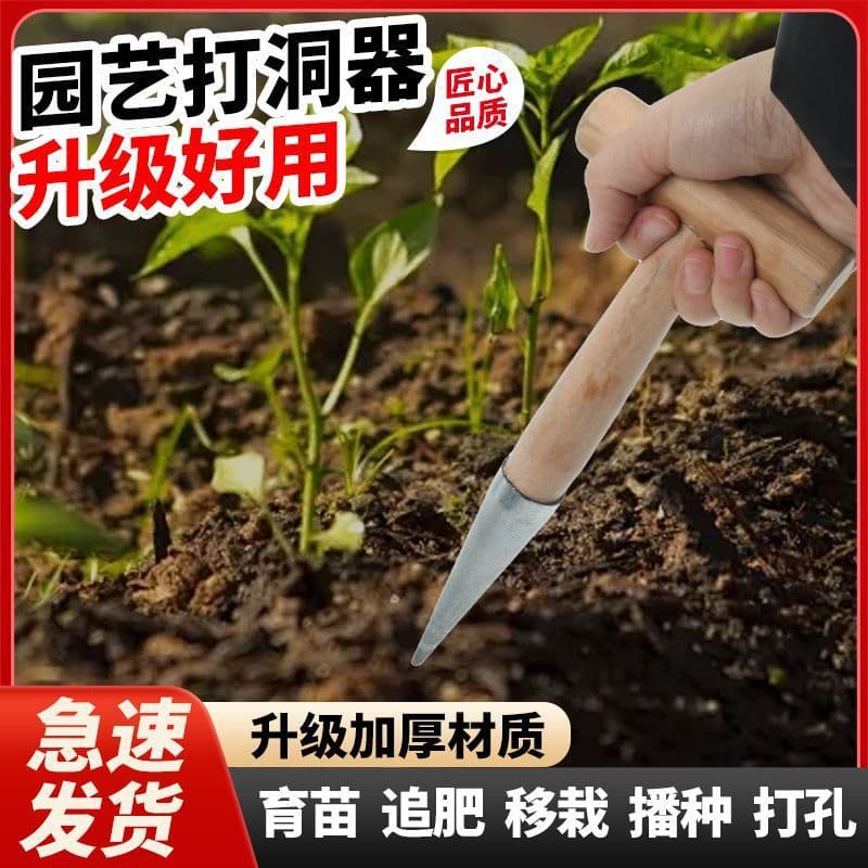 Drop Shipping Gardening Sowing and Hole Making Tool, Vegetable Planting, Fertilization, Seedling Cultivation, Succulent Pot Transplanting, Solid Wood Tapered Hole Puncher