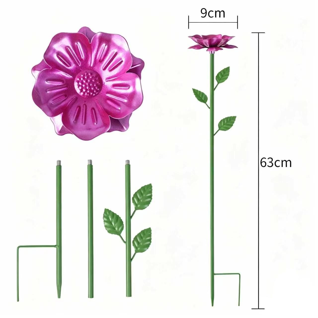 Double-layer flower feeding cup bird feeder bee garden bird bath decoration removable ground pole metal hook
