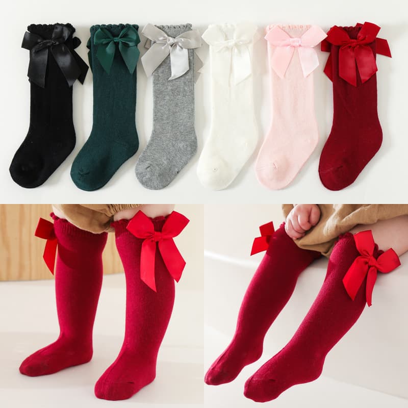 2025 Baby Socks, Spanish Style, Big Bow Dress, Girls' Student Princess Socks, Long Loose Cuff Socks