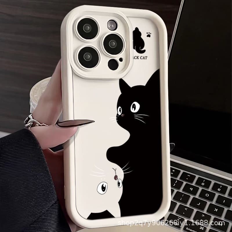 Creative Black Cat Case for iPhone 16 PRO MAX, iPhone 11/2/3/4/15/XR/XS Max Protective Cover