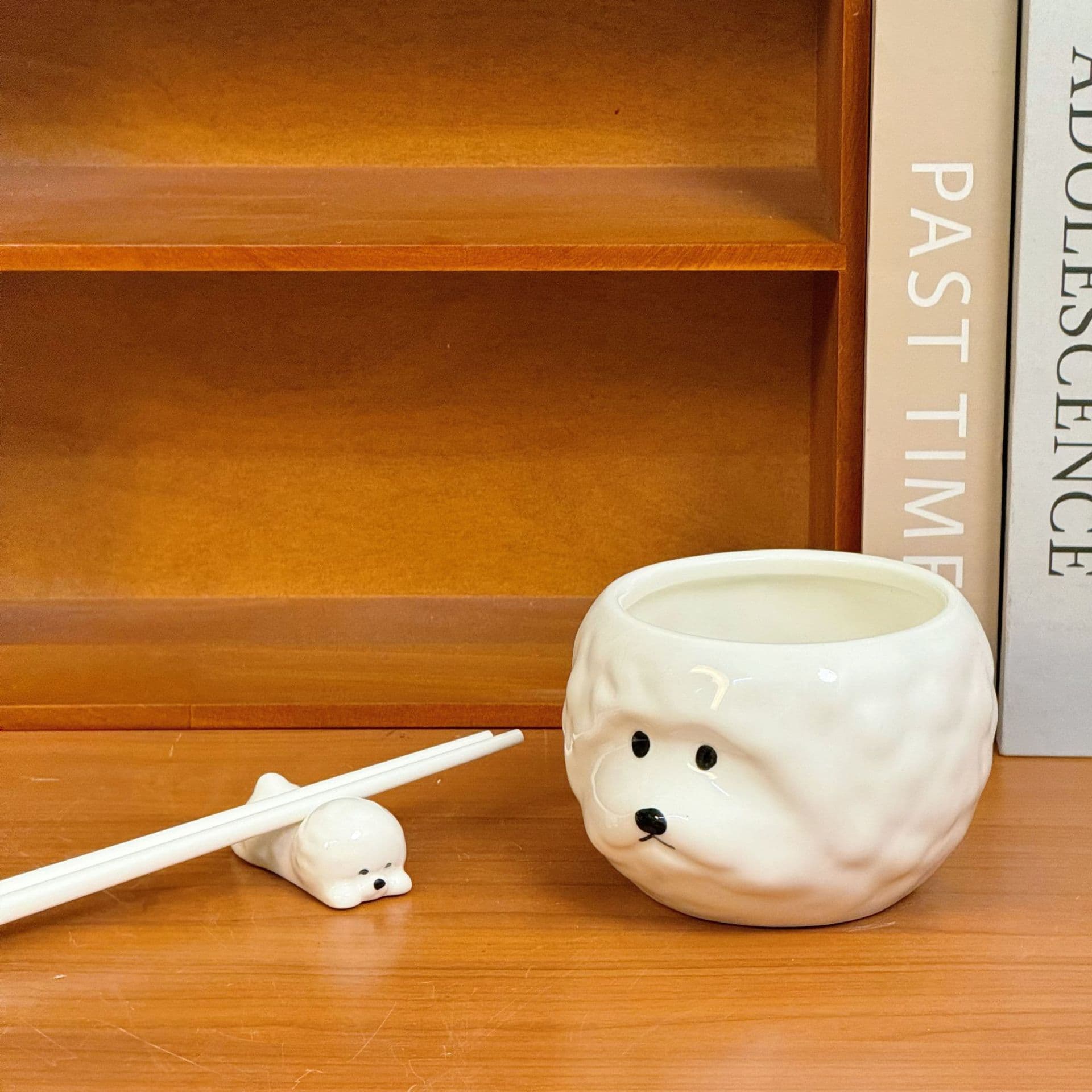 Drop Shipping Bichon Puppy Bowl Cute 3D Ceramic Rice Bowl Yogurt Bowl Home Tableware Gift Boxed Set