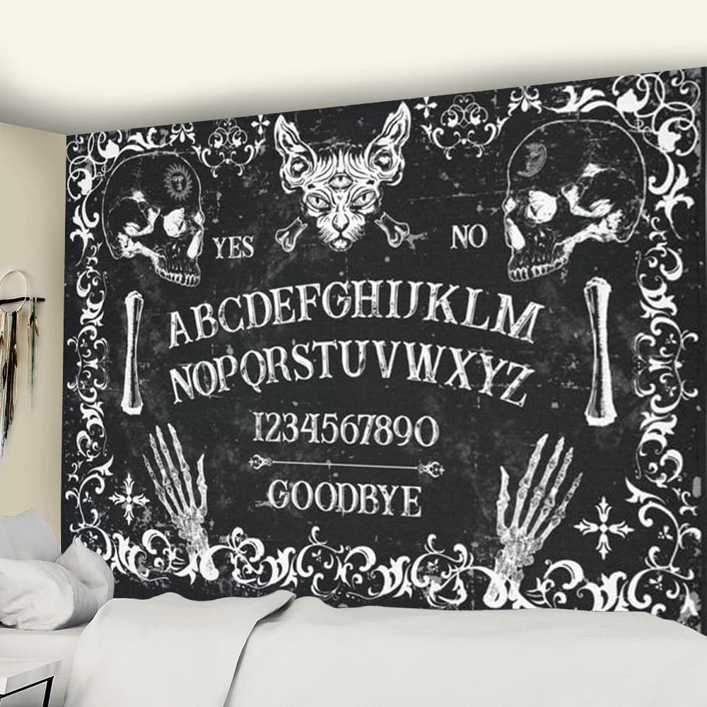 Tarot Black Cat Tapestry Hanging Hand Hippie Moon Wolf Witchcraft Decor Skull Decorative Tapestry Home Decoration