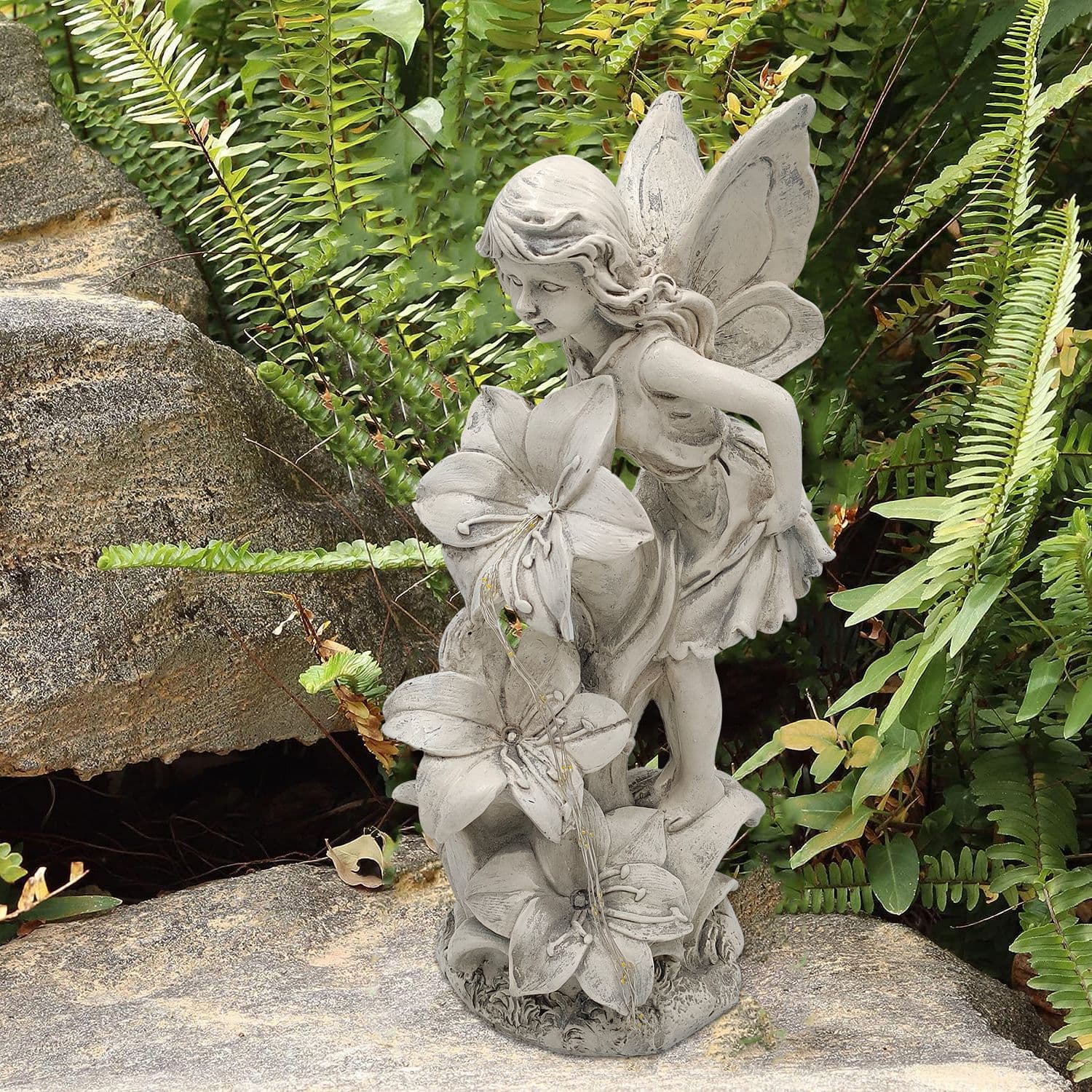Manufacturer Cross-border Resin Crafts Ornament Antique Solar Angel Courtyard Outdoor Garden Landscape Decoration Sculpture
