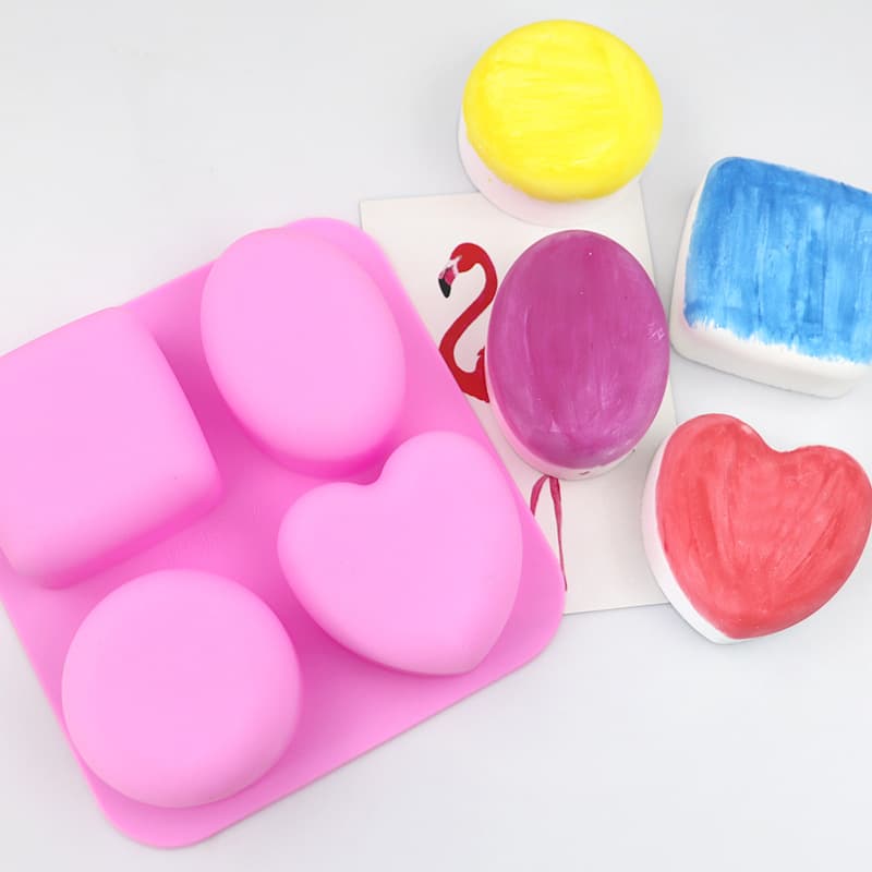 Ming Hao 4-Piece Geometric Soap Mold Set, Cold Process Soap Mold, Handmade Silicone DIY