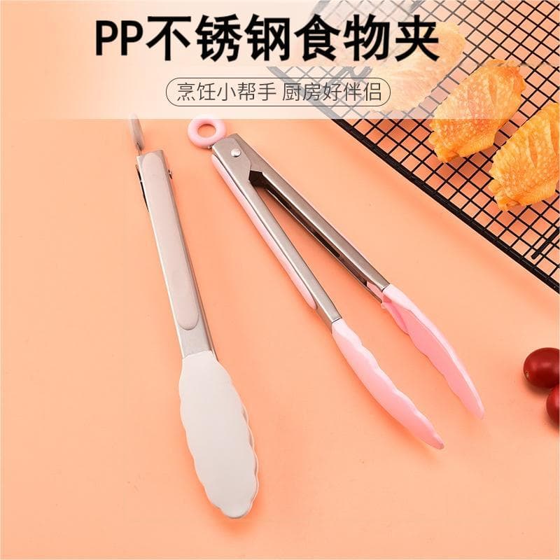 Ready Stock Wholesale PP Food Tongs, Steak Tongs, BBQ Tongs, Food-Grade Bread Tongs, Anti-Scald Kitchen Tongs