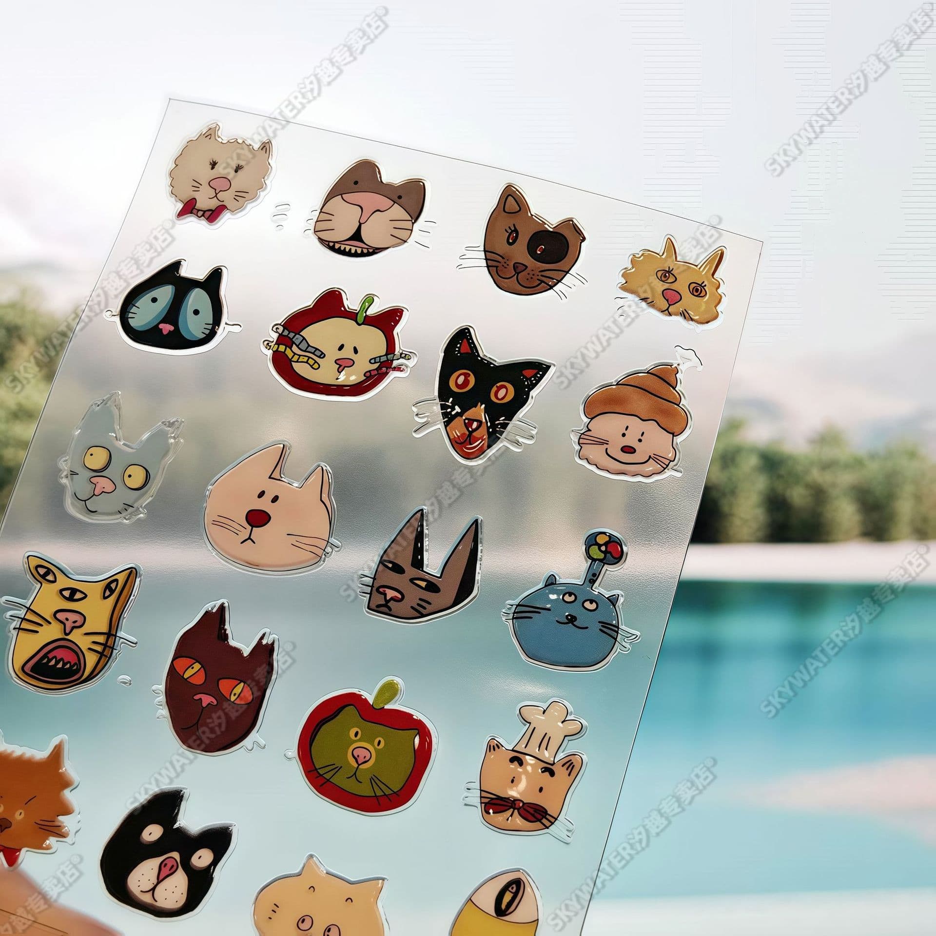Cute Jelly Glue Cat Stickers Ugly Cat Funny Cat Kt Cat Hello Kitty Nail Art Stickers Ready-Made Mobile Phone Water Cup Stickers