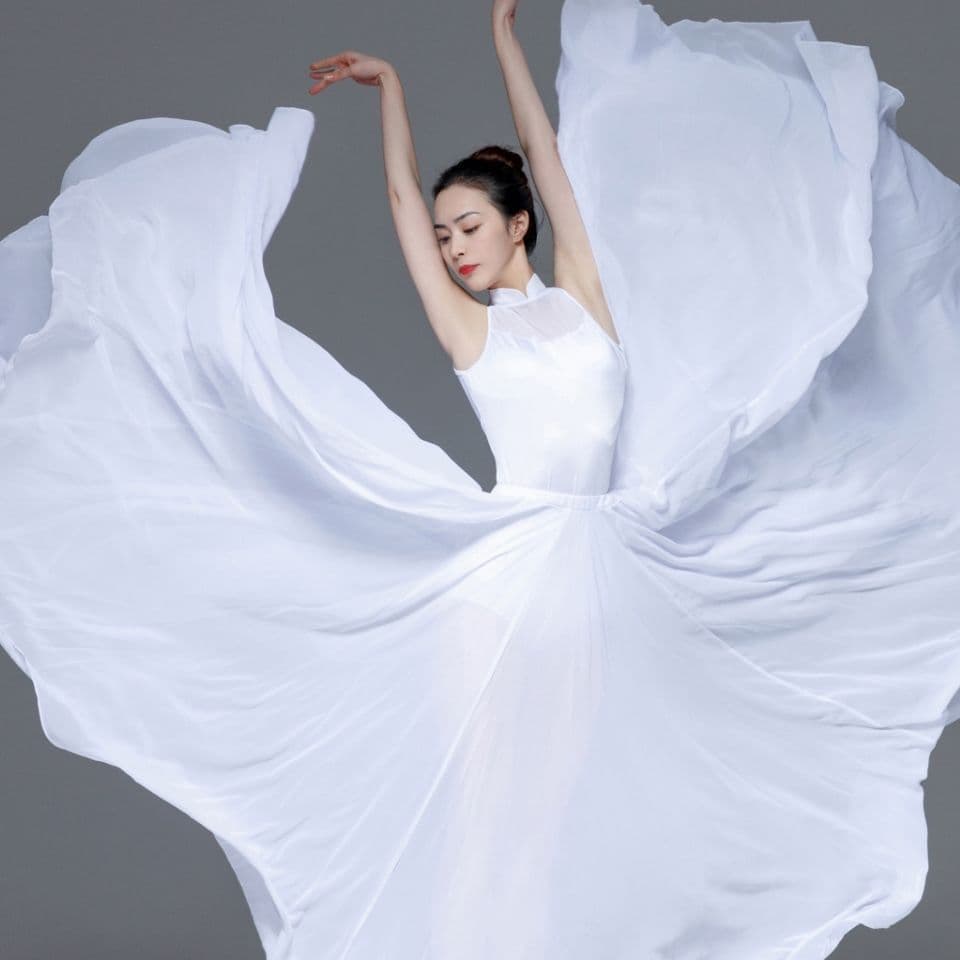 【Single Color Dance】Single Layer Ballet Large Flare Half Practice Skirt, Modern Dance, Xinjiang Dance, Photo Shoot, Art Exam Long Skirt