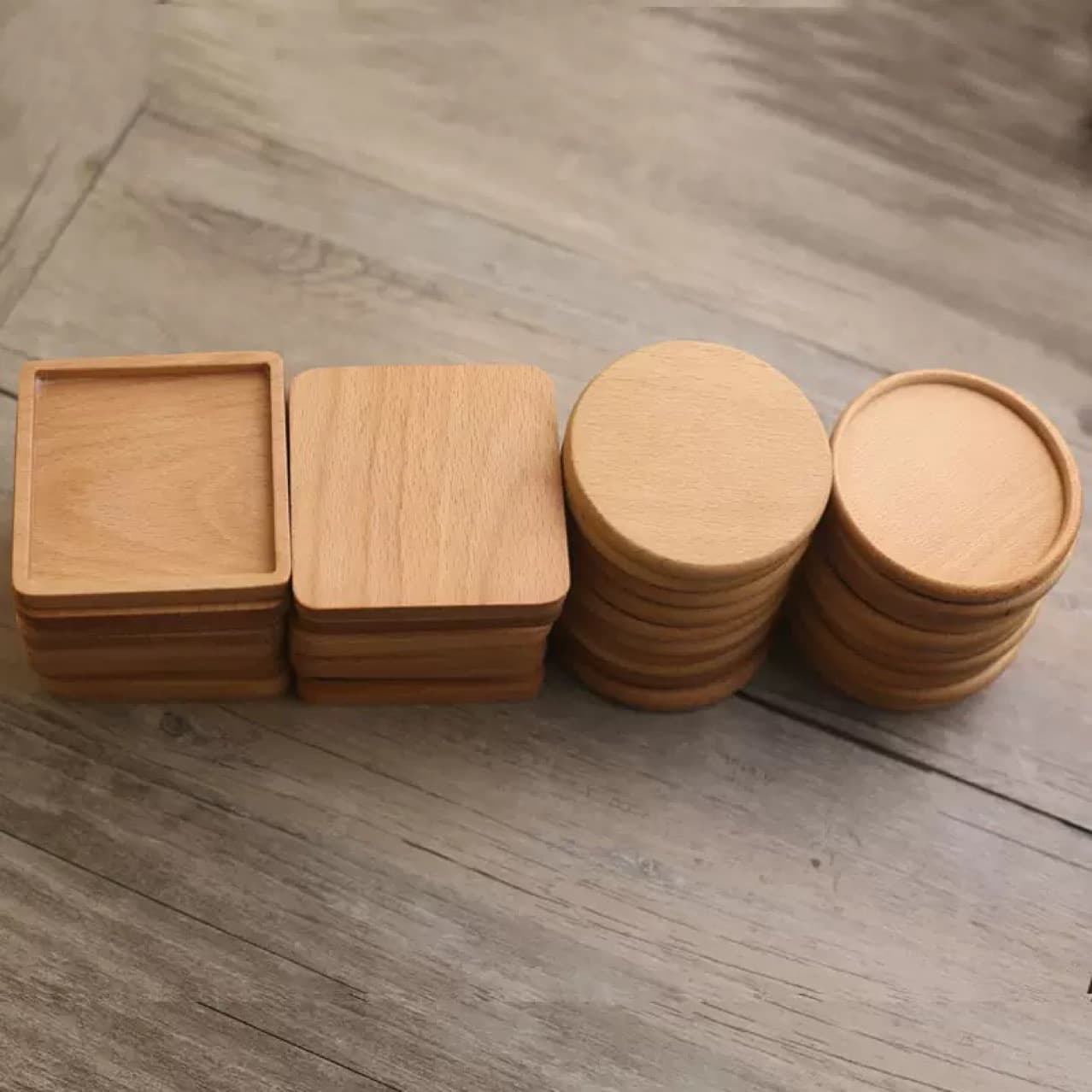 Factory Wholesale Premium Walnut Wood Home Coaster Set Solid Wood Cup Heat Insulation Pad 8.8cm Diameter