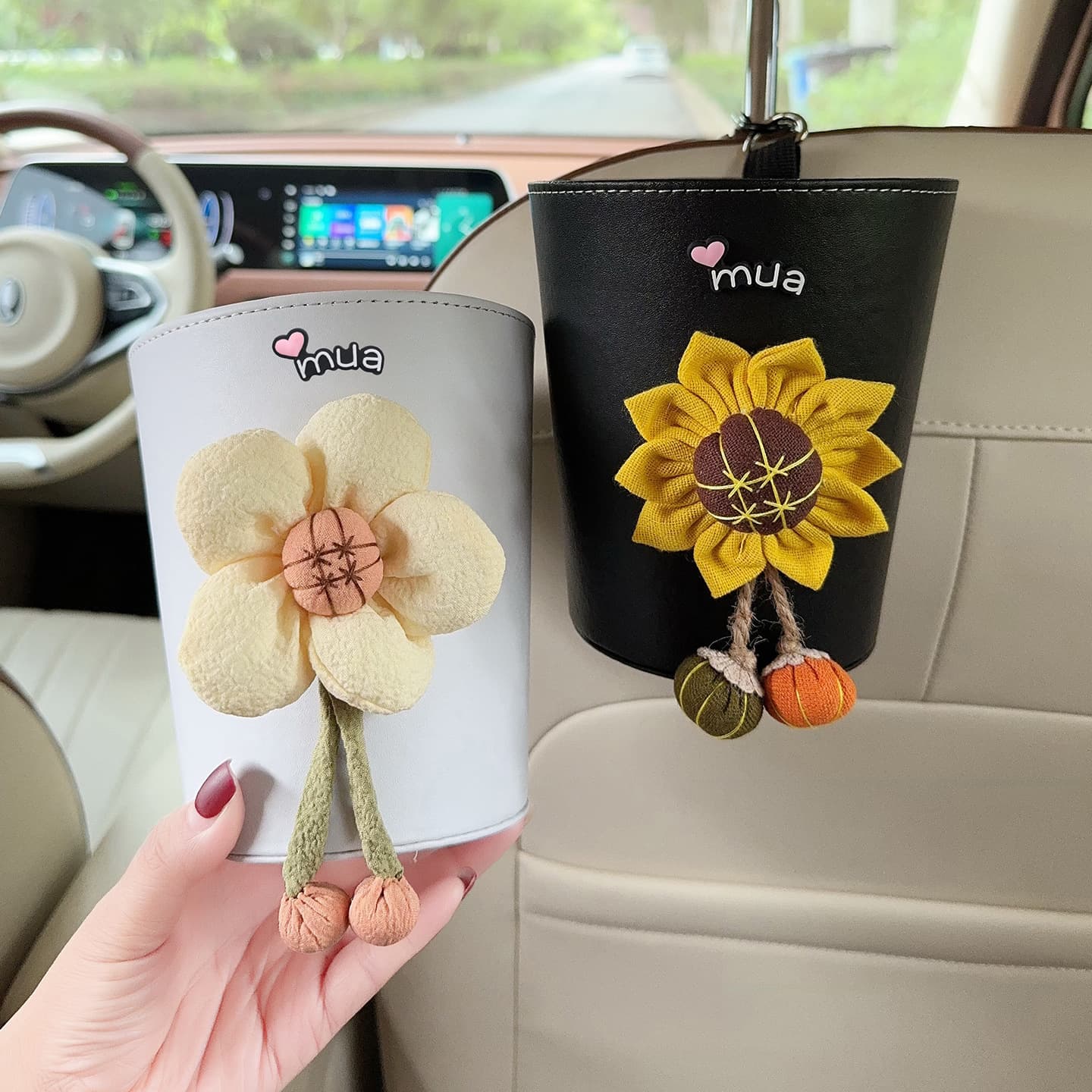 Car Trash Can, Premium Rear-Seat Hanging Storage Bin, Creative Multi-Functional Umbrella Organizer for Women