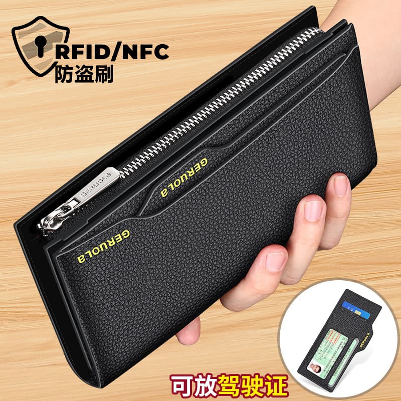 Cross-border Men's Genuine Leather Wallet Wholesale 2025 New Long Style Multi-Card Slot Large Capacity Clutch Card Holder Purse