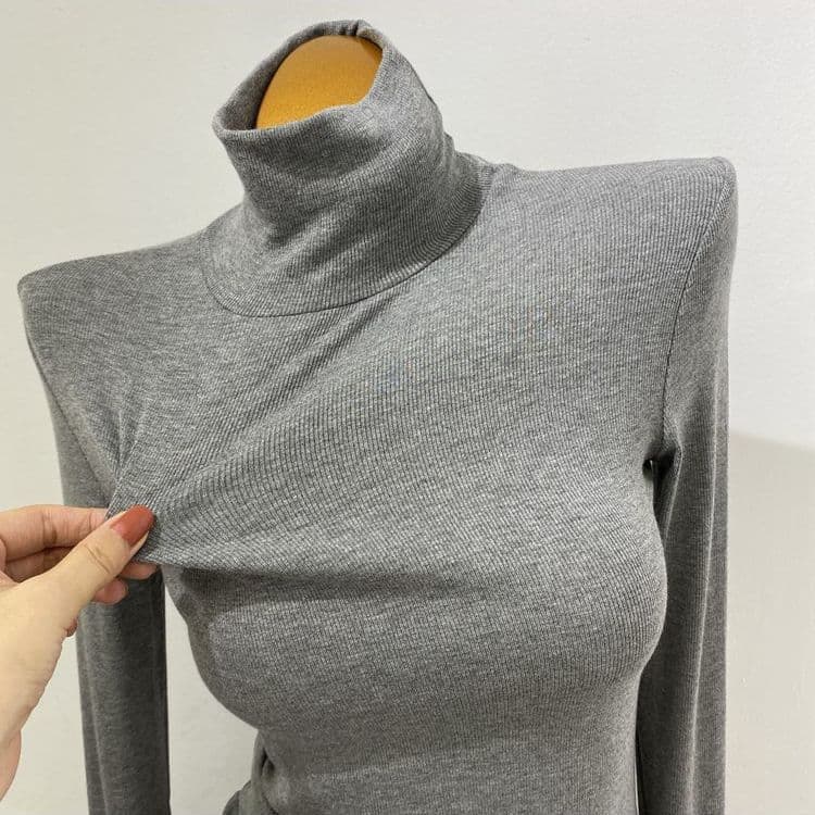 Store's Own! Soft Basic High-Neck Base Layer Top, Ins Korean Style Textured Stretch Top, Autumn/Winter Women