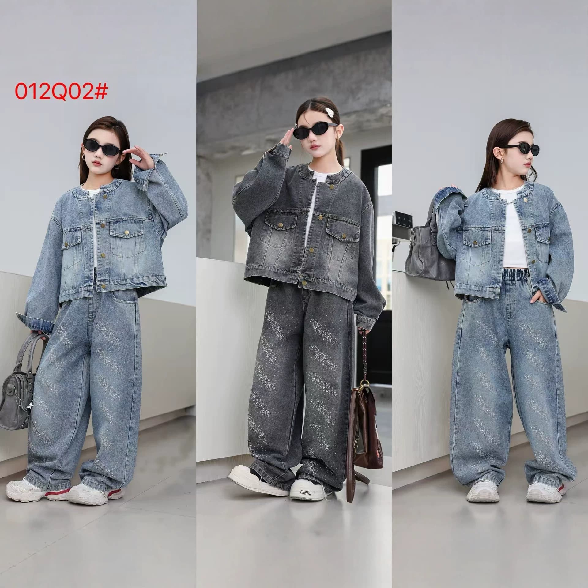 Girls' Fall 2026 New Cowboy Two-Piece Denim Set