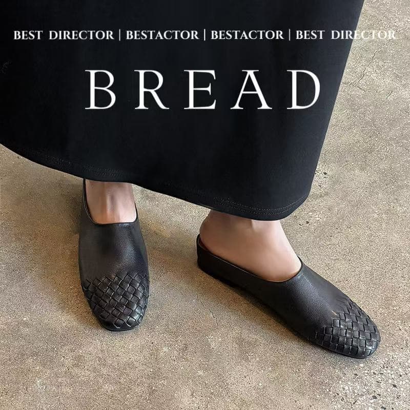 2026 Summer New Sheepskin Woven Vintage Flat Loafer Mule Shoes Open Back Toe Sandals for Women