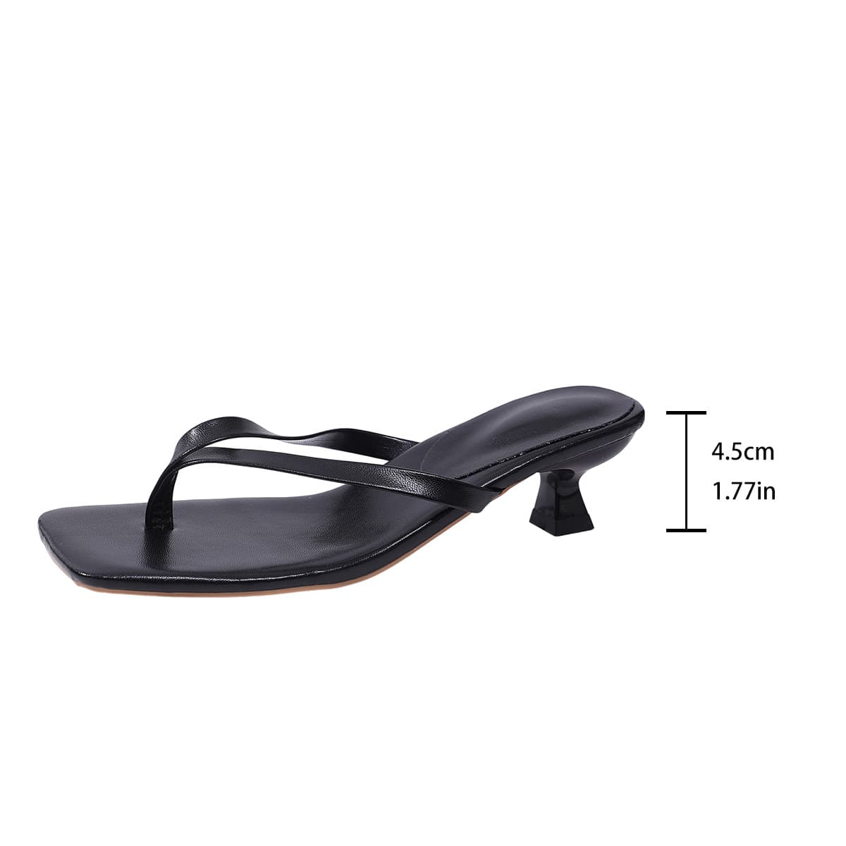 French Toe-Thong Sandals, Thin Heel Slippers for Women Summer 2026 New Style, Solid Square Toe High Heel Sandals
