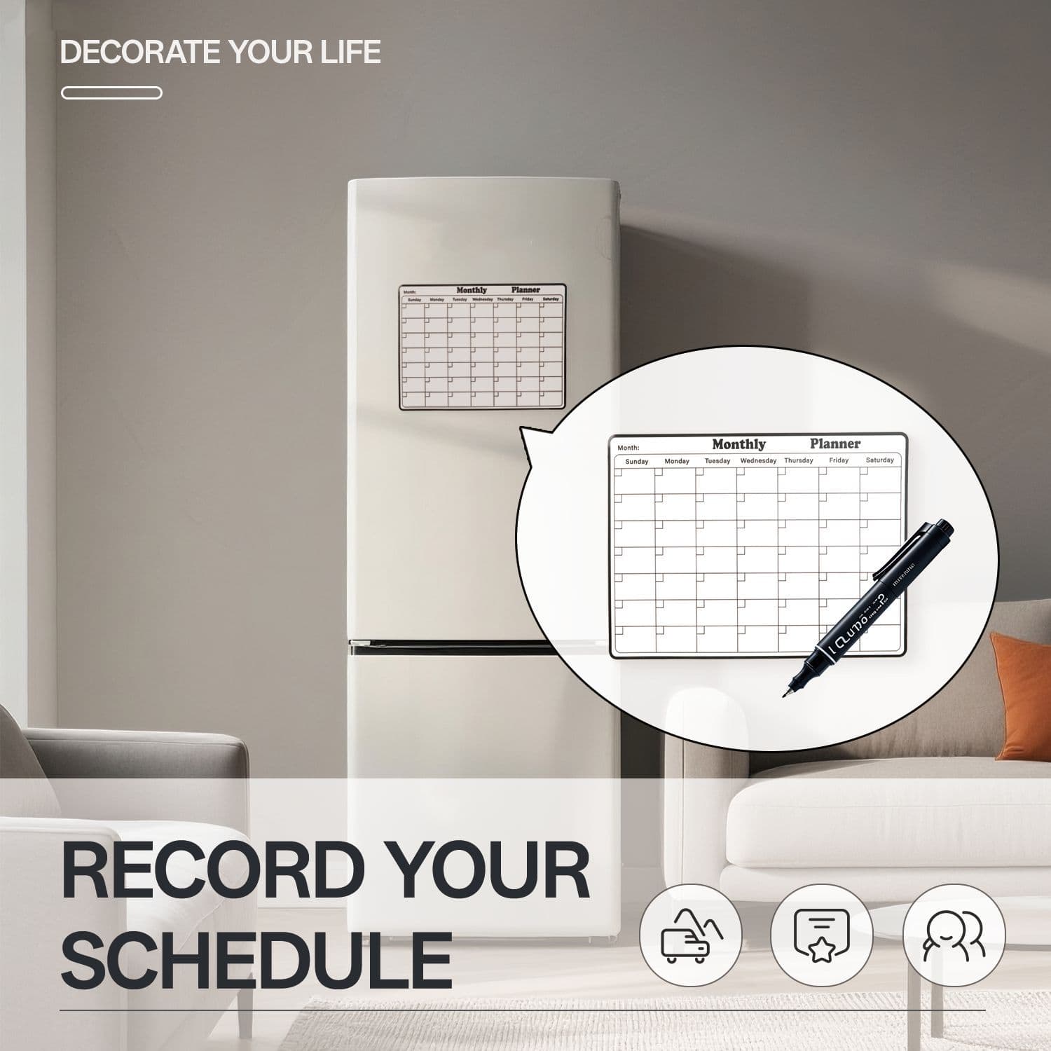 Refrigerator Magnetic Weekly Meal Planner - 28x21cm Easy-to-Wipe Kitchen Menu Board - Refrigerator Weekly Calendar