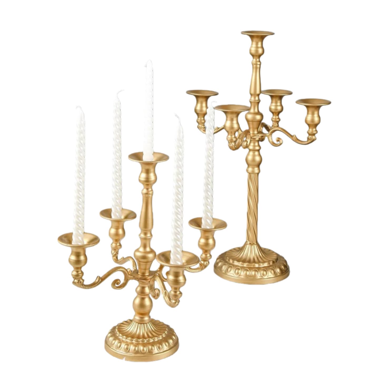 European-Style Vintage Threaded Rod Multi-Head Candle Holder, Golden Iron Art Tall Candle Stand, Wedding Table Centerpiece Candle Cup