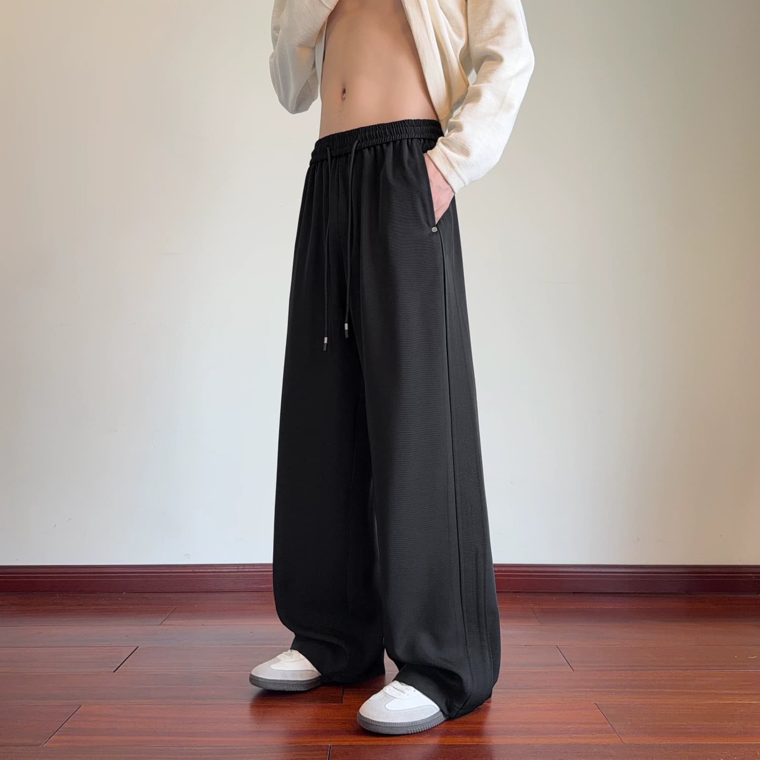 Men's Loose Straight-Leg Casual Pants: 2026 New Plus-Size Thin Quick-Dry Summer Sports Ice Silk Pants