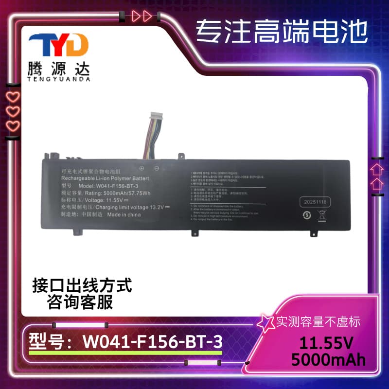 Compatible with Naruto T5E and Sakuramoto D16 laptops, brand new W041-F156-BT-3 battery.