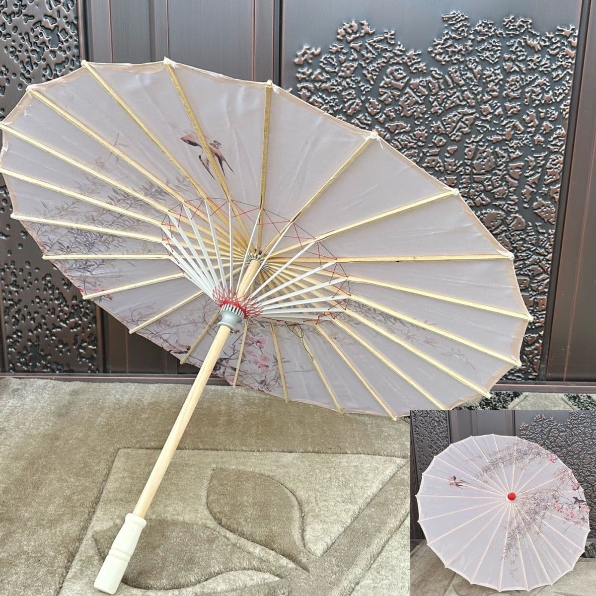Oiled paper umbrella, traditional style umbrella, intangible cultural heritage, ancient wind and rain umbrella, ethnic craft, Hanfu photography prop