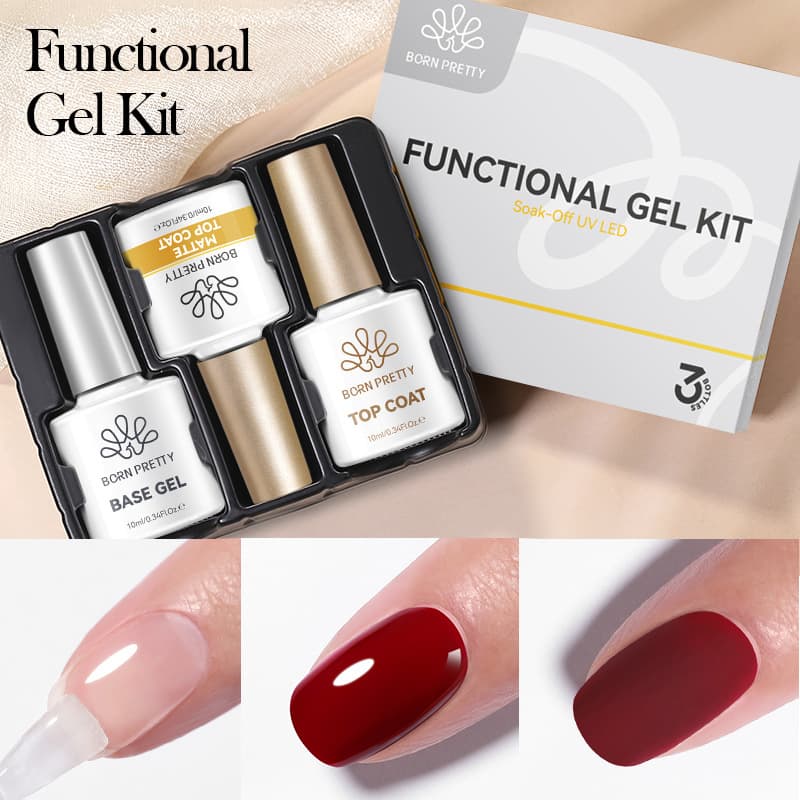 BORN PRETTY Cross-border Nail Art Functional Gel Set - Base Coat, Top Coat, and Reinforcement Gel Boxed UV Gel Nail Polish