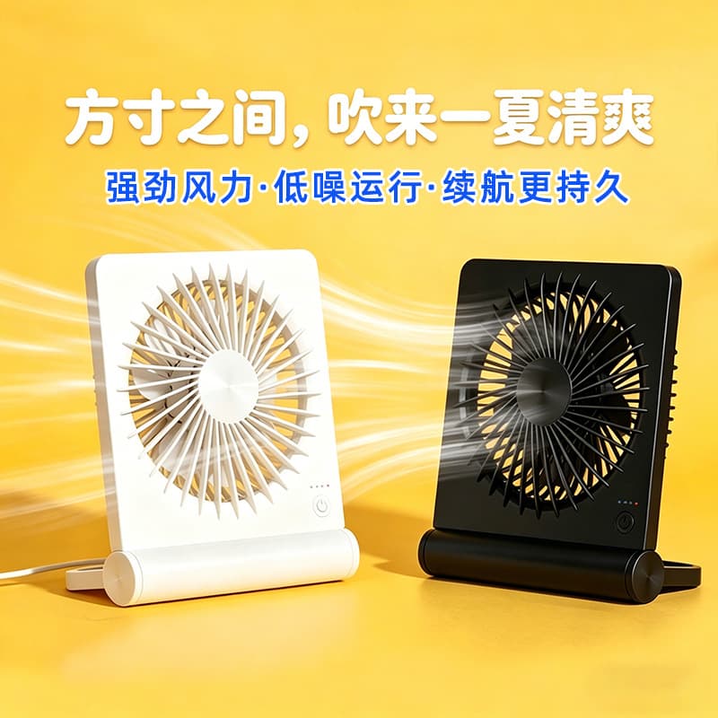 Cross-border USB Mini Fan 12H Battery Life Rechargeable Outdoor Foldable Desktop Fan Dormitory Office Strong Small Fan