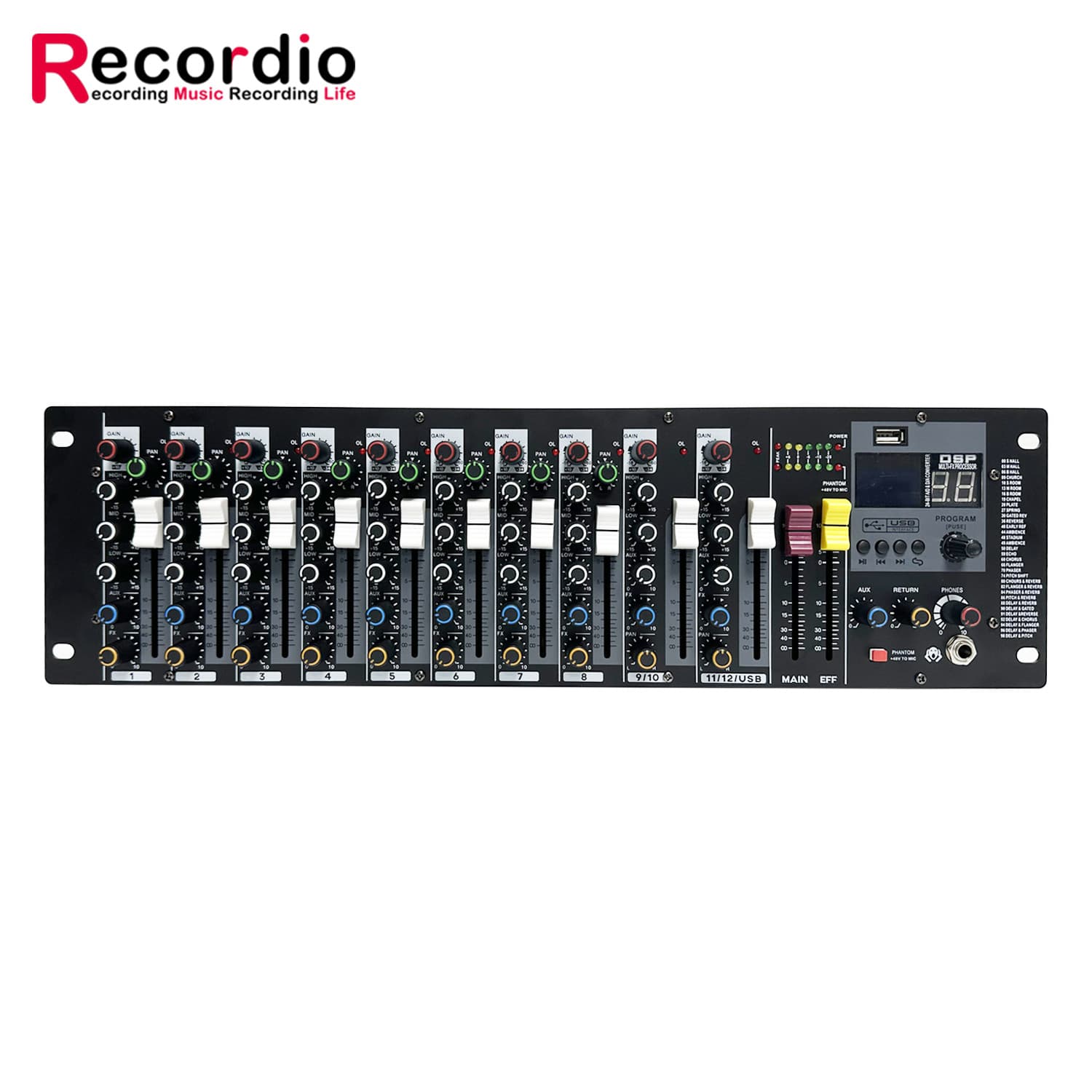 GAX-K12 professional mixer sound card interface 12-channel digital USB Bluetooth built-in 99 reverb effect mixer