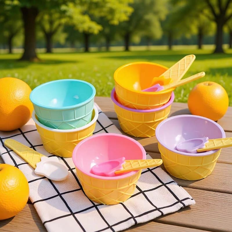 PS Bowl Set, Ice Cream Spoon Bowl, Cutlery Set, Creative Children's Cartoon Double Layer Wholesale, Amazon