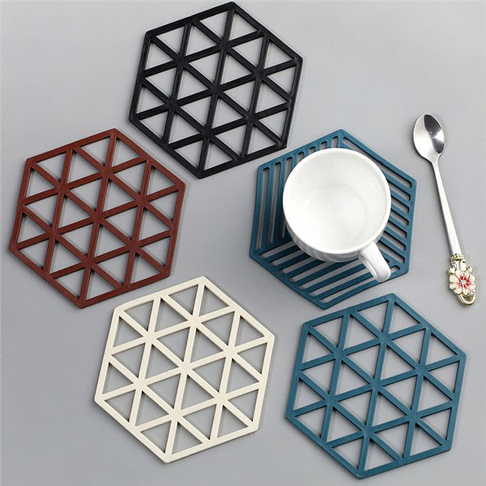 Creative Hexagonal Hollow-out Coaster Non-slip Teapot Mat Heat Insulation Pad Home Tea Cup Mat Anti-scald Table Mat Pot Mat