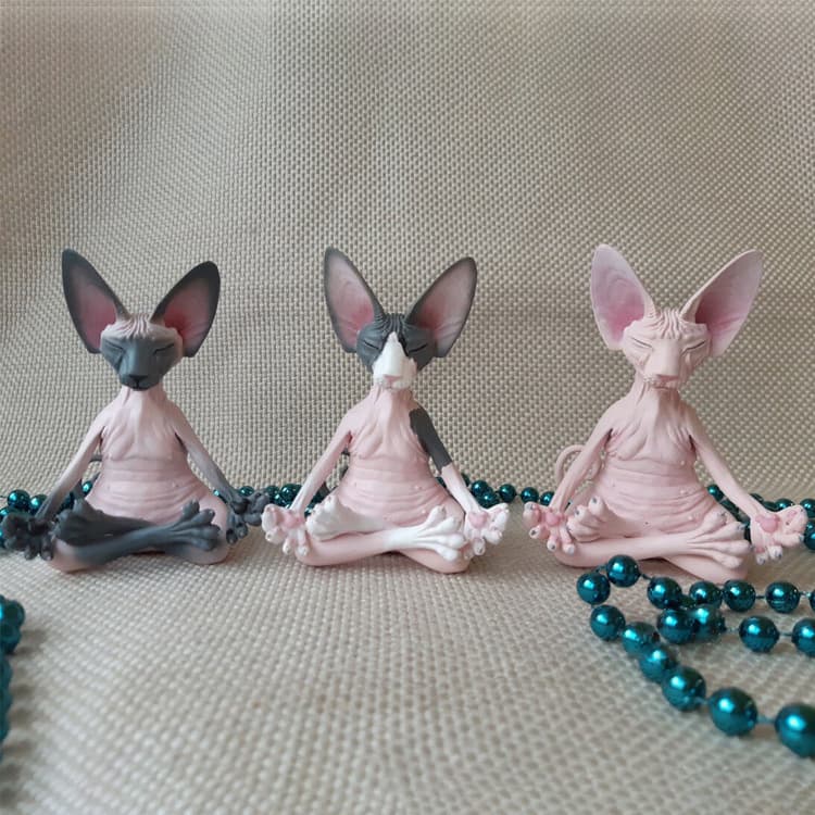 New cross-border Amazon hairless cat meditating and practicing resin ornaments yoga crafts modern home desktop