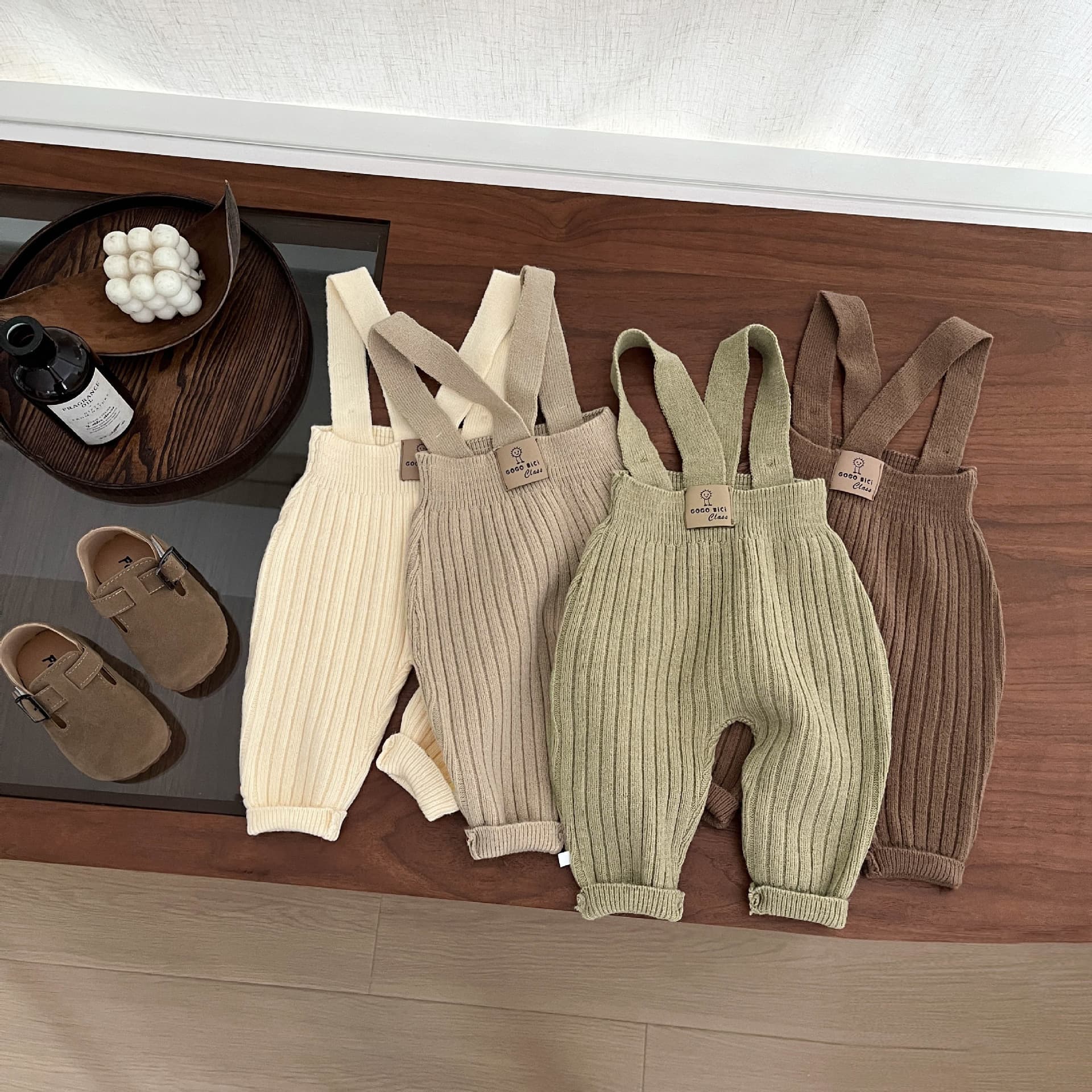 Korean style baby spring and autumn woolen overalls new style knitted jumpsuits for boys and girls baby versatile outer trousers