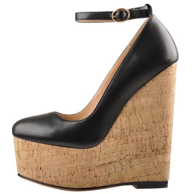 Cross-border Fashion Women's Wood Grain Wedge Heel Platform Sandals, Plus Size Women's Shoes