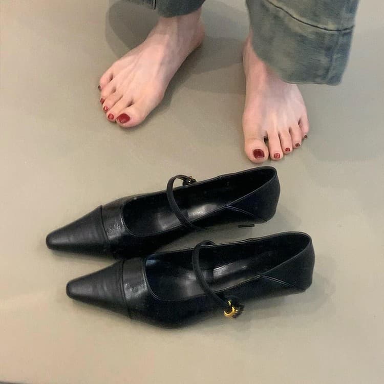 Sheepskin Version~French Retro Style Height-Increasing Work Shoes for Women, Slip-On Pointed-Toe Elegant Bow-Knot Single Shoes