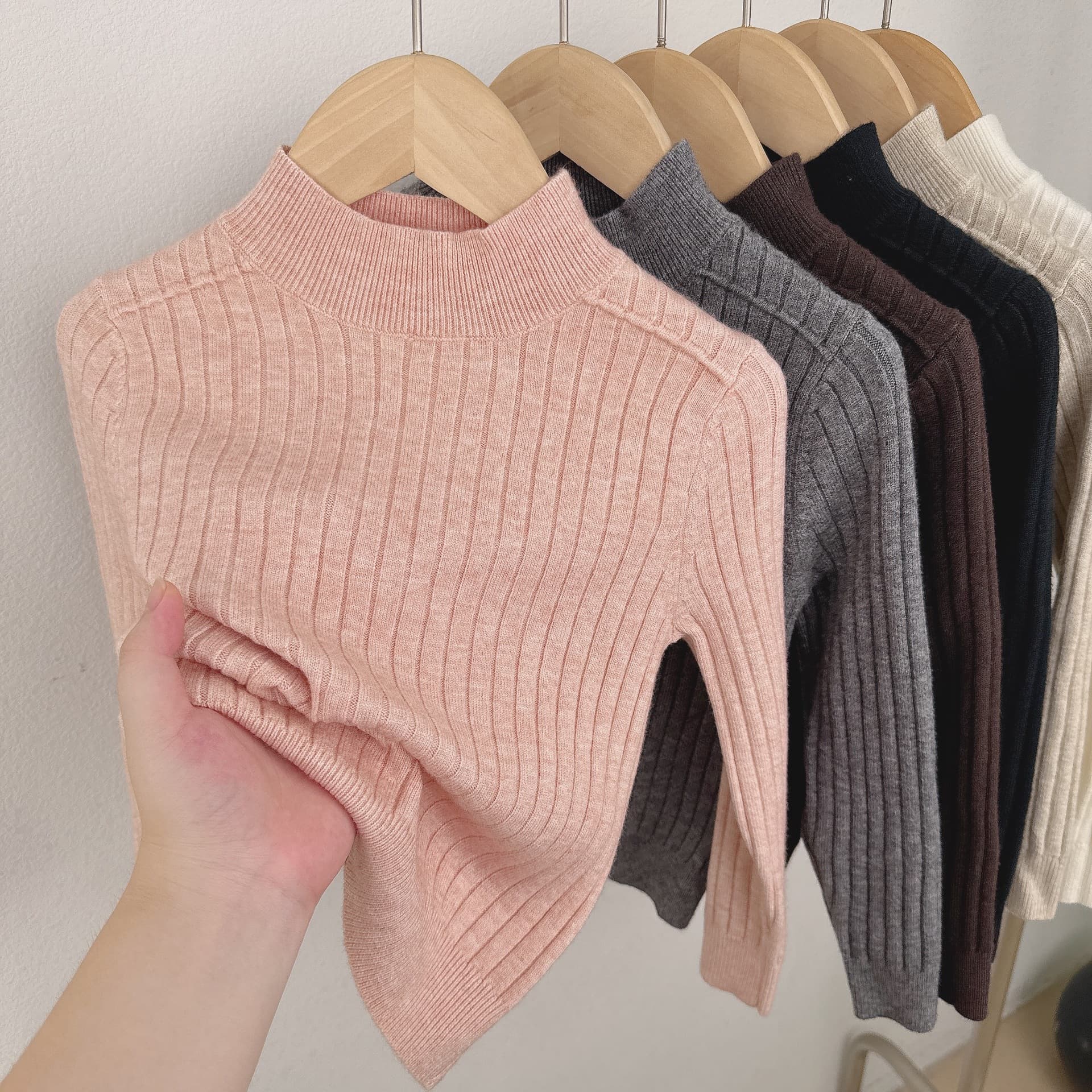 2025 Children's Half High Neck Base Layer, Unisex Wool Sweater, Pullover Ribbed Warm Soft Knit Sweater