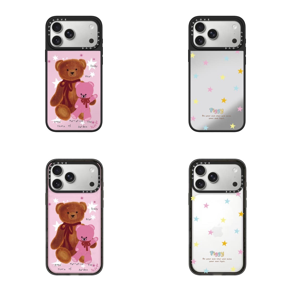 Cute Bear Colorful Star MagSafe Phone Case for iPhone 17 Pro Max, Compatible with Apple 16 Pro Max, Cartoon 15P