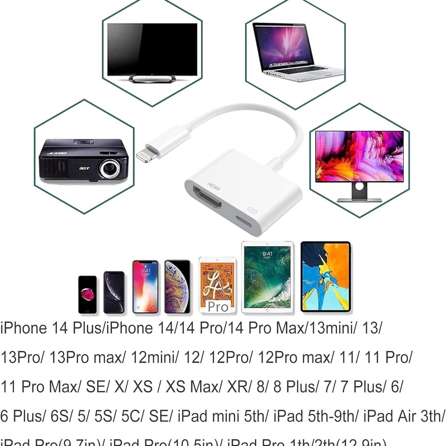 Compatible with Apple Lightning Digital HDMI Digital Audio/Video to Digital IAV Video Converter