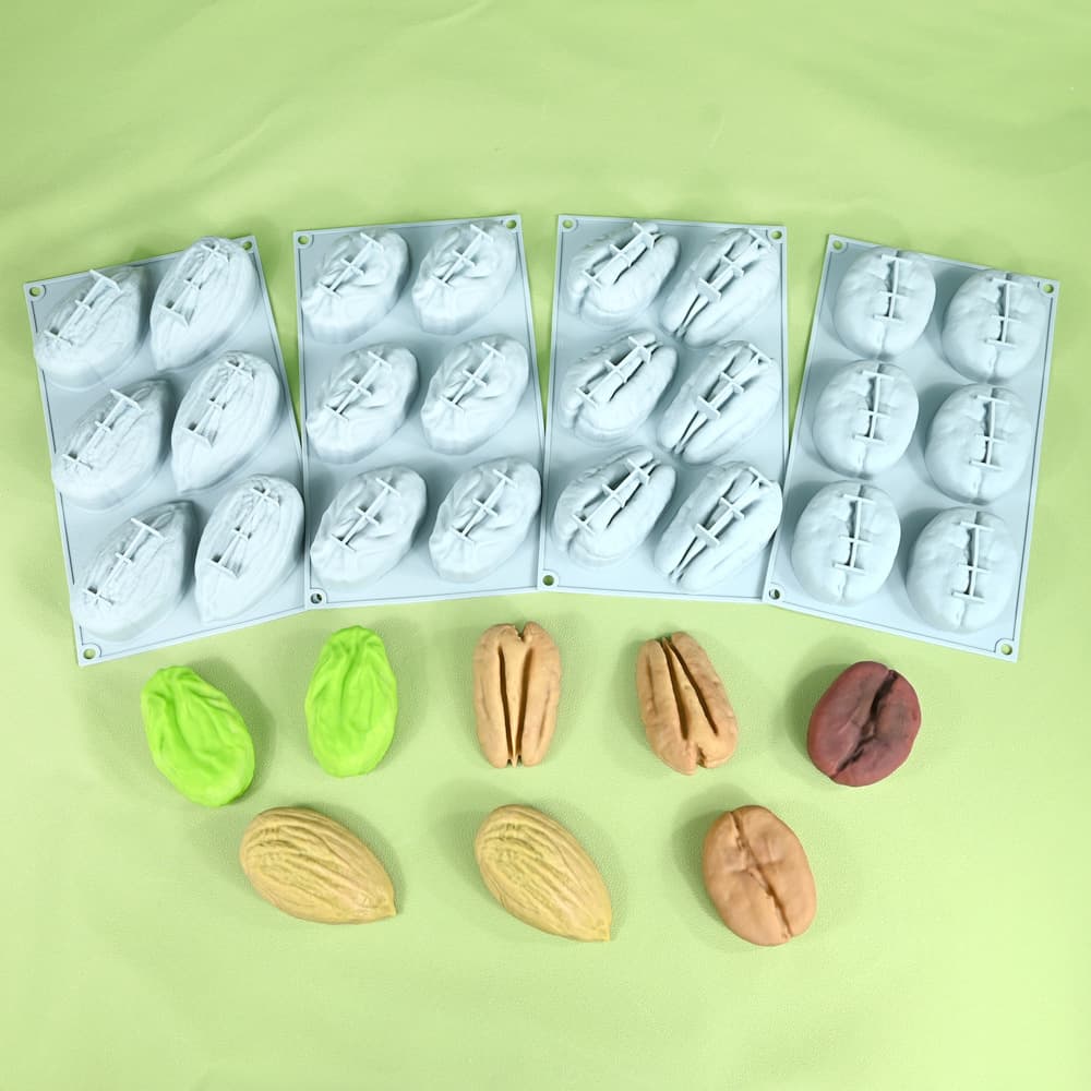 Almond Pistachio Pecan Nut Mousse Cake Baking Mold Coffee Bean French Dessert Silicone Mold