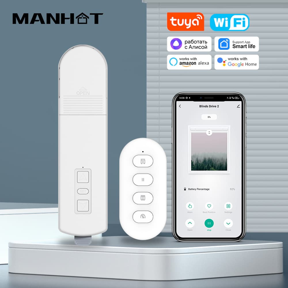 Graffiti WiFi Smart Roller Blind Motor Electric Corded Blinds Smart Window Motor Remote Voice Remote Control
