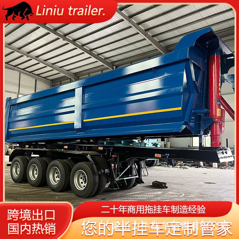 New U-type rear-tipping dump semi-trailer coal sand stone material transport 8.5-meter rear-tipping dump truck air suspension bridge